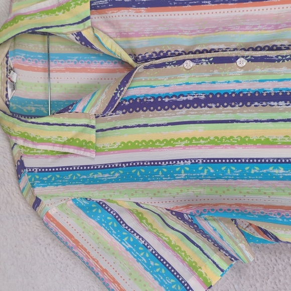 Morgan Crossing Women's Vintage‎ Colorful Striped Button Down Blouse Size 16 - Picture 2 of 6